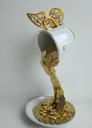 Паряща чашка сувенір подарунок декор статуетка монета сувенир статуэтка подарок