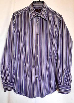 Фиолетовая рубашка в полоску etro италия оригинал  размер ворота 39