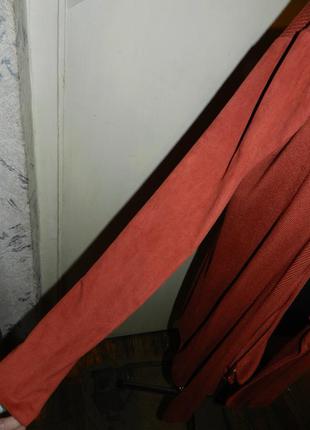 Ефектний,теракотовий кардиган-трансформер з блискавками,рукави-еко-замша,guess 10