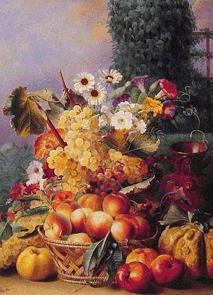 Схема вышивки "натюрморт с фруктами и цветами" (g k 651) размер: 300 x 368