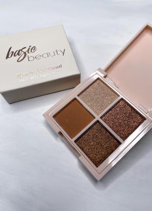 Палетка тіней міні basic beauty hot cocoa bomb eyeshadow quad2 фото