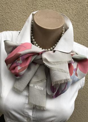 Шелк,шарф,косынка,цветочный принт,jean veron4 фото