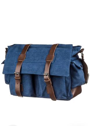 Мужской портфель синий текстильный1 фото