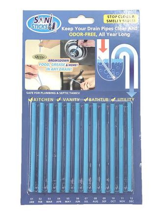 Палочки для очистки труб и раковин от засоров и запахов sani sticks (12 шт. в упаковке)