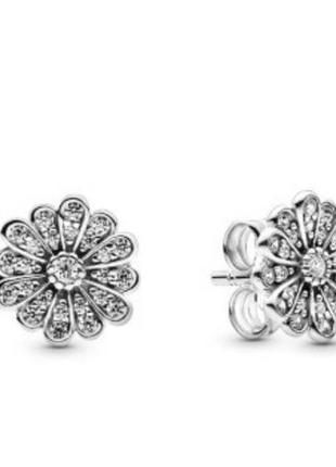 Серьги гвоздики ромашковое трио серебро 925 пандора
