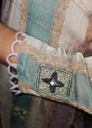 Пастельная туника в полоску в этно бохо индийском стиле с вышивкой7 фото