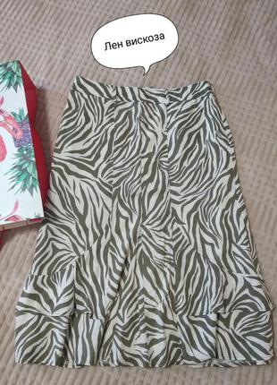 Юбка лен вискоза , принт хаки, fsr collection