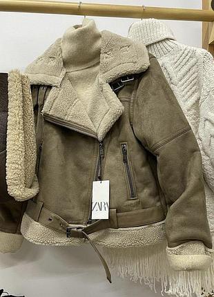 Дублёнка куртка косуха байкерской двухсторонняя zara оригинал
