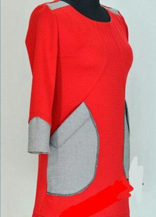 Молодёжное красное платье с карманы!1 фото