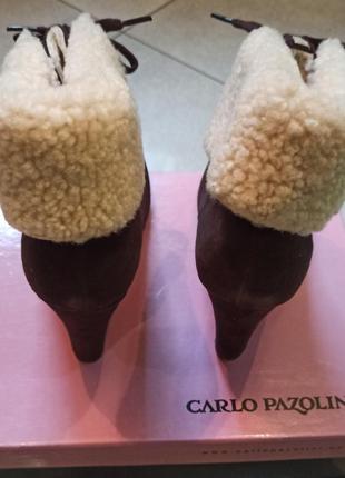 Нові жіночі ботильйони з натуральної замші і густого натурального хутра carlo pasolini, розмір 394 фото