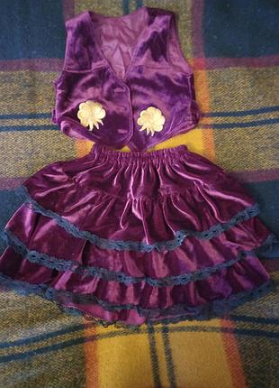 Костюм спідниця і жилетка для дівчинки з оксамиту