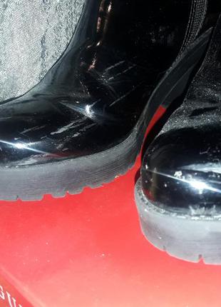 Сапоги женские чёрные техно лаковые на высоком каблуке 38 25 см5 фото