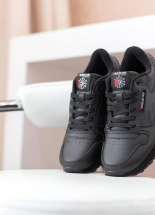 Кроссовки reebok classic leather black4 фото