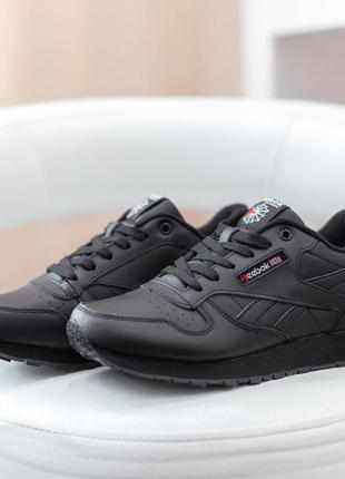 Кроссовки reebok classic leather black3 фото