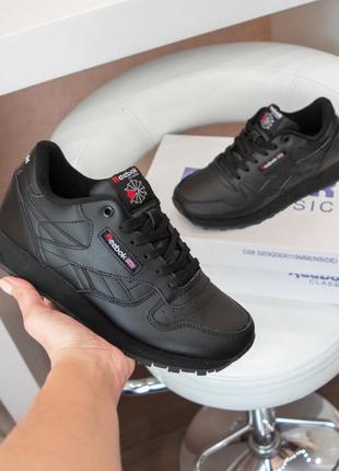 Кроссовки reebok classic leather black9 фото