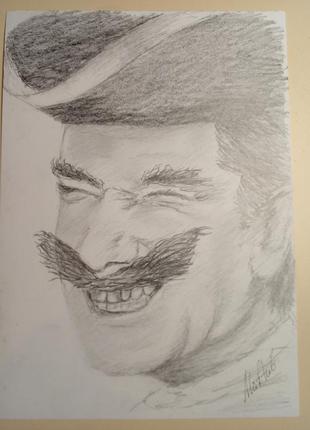 Армен Джигарханян портрет пірат простим олівцем