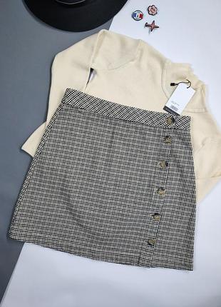 Юбка в гусиную лапку с пуговицами h&m