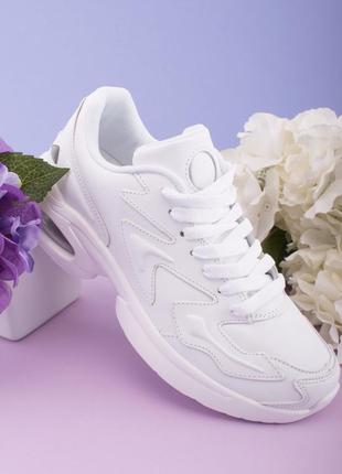 Стильные белые кроссовки на платформе толстой подошве модные кроссы1 фото