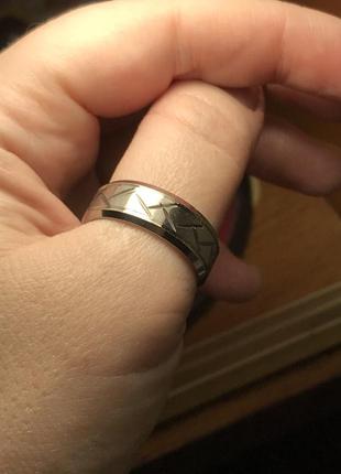 Кольцо колечко под серебро сталь обручальное с орнаментом3 фото