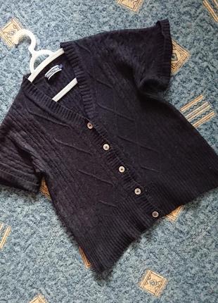 Шерстяной жилет оверсайз woolovers / теплый вязаный свитер с коротким рукавом6 фото