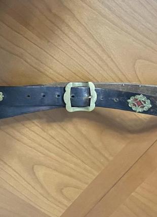 Вінтаж шкіряний пояс з інкрустацією