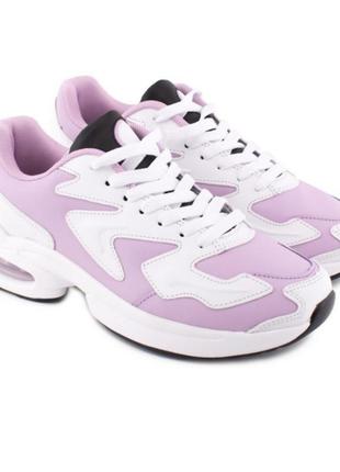 Стильні білі фіолетові бузкові кросівки на платформі товстій підошві модні кроси3 фото