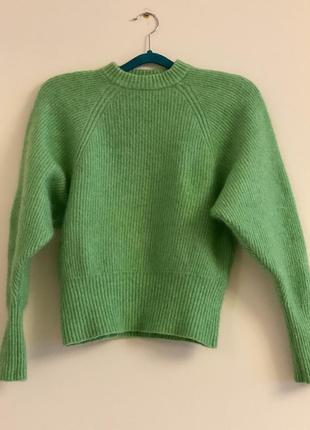 Зелёный мохеровый свитер h&m