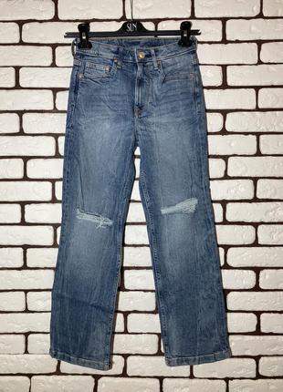 Сток джинси кльош, труби блакитного кольору з рваностями h&m