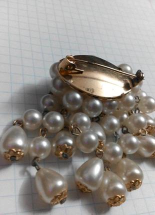 Брошь1 чеська складальна перлова з підвісками6 фото