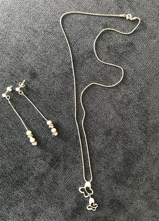 Набір кулон і сережки, срібло родій (не чорніє)2 фото