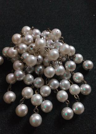 Брошь8 чеська складальна перлова з підвісками1 фото