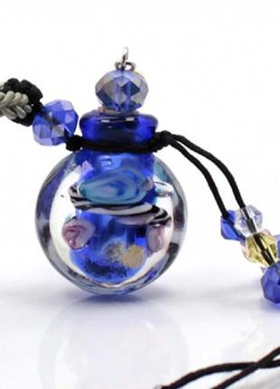 Футляр для духов синий цветочный шар стекло 1мл + подарок