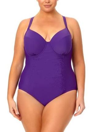 Новий шикарний яскравий добротний цілісний злитий купальник з утяжкой чашками на f-g