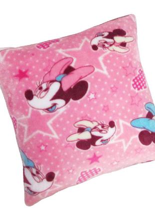 Подушка детская minnie mouse минни маус махровая 35х35 розовая1 фото