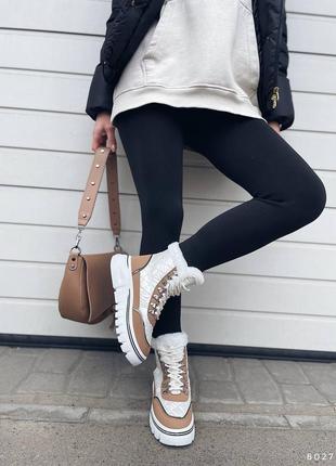 Утепленные крутые женские зимние ботинки на флисе жіночі стильні ботіночки на флісі6 фото