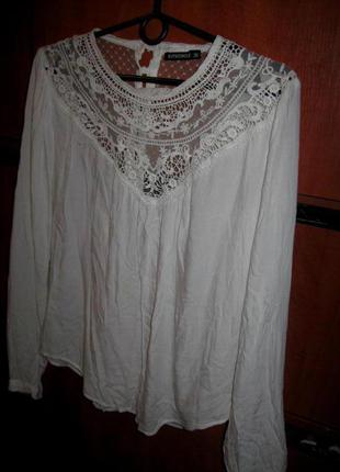 Блуза boho с кружевом белая