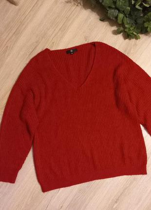 Свободный красный джемпер свитер кофта