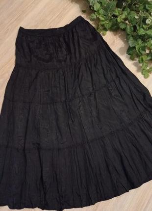 Легкая чёрная юбка макси1 фото