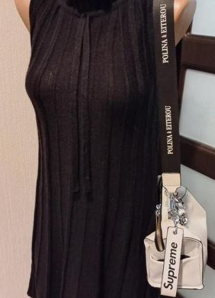 Натуральная шерсть черное стильное платье сарафан