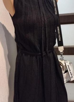 Натуральная шерсть черное стильное платье сарафан9 фото