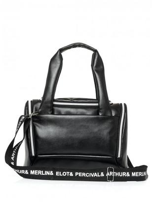 Спортивная сумка черная экокожа8 фото