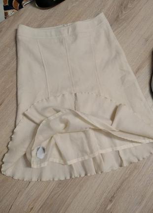 Натуральная шерсть тёплая белая юбка2 фото