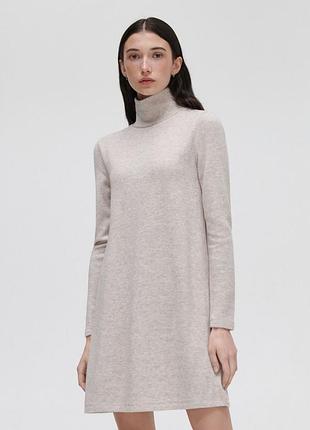 Платье туника бежевое свободного кроя ангора