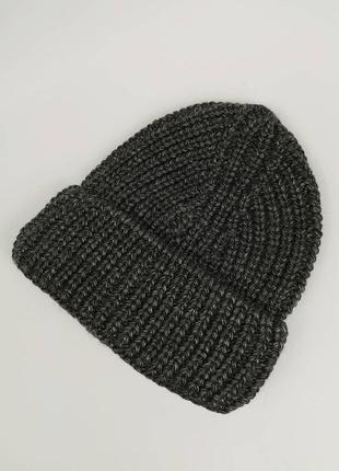 Шапка жіноча в'язана сіра зимова тепла зимняя шапка серая sale