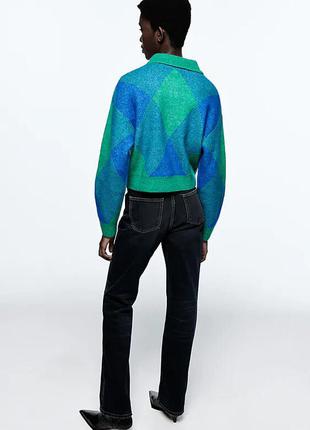 Жакардовий трикотажний светр в ромби zara5 фото