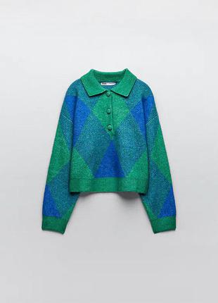 Жакардовий трикотажний светр в ромби zara