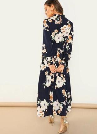 Shein платье макси с длинным рукавом и цветочным принтом 40р 10-12р9 фото