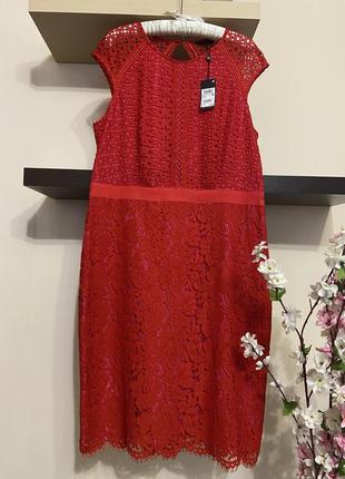 Шикарное кружевное платье с открытой спиной, красное платье,