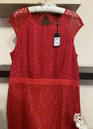 Шикарное кружевное платье с открытой спиной, красное платье,5 фото