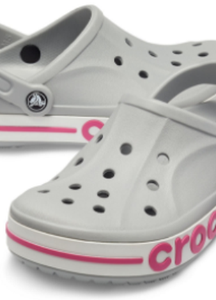 Crocs bayaband light grey / candy pink крокси сабо сірі3 фото